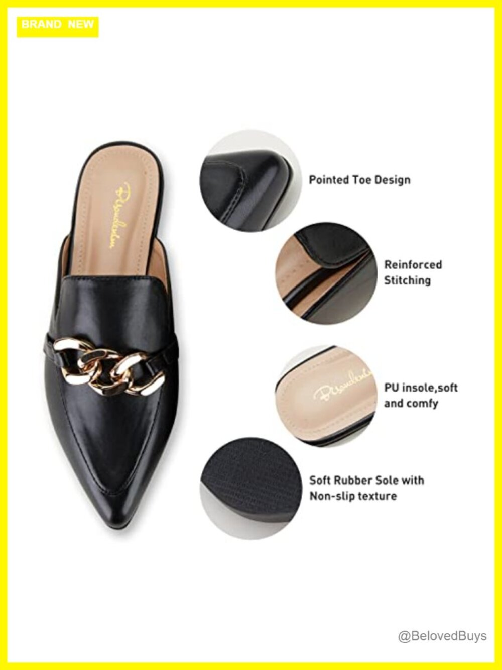 Suede & PU Mules for Women Pointed Toe Slip On Flats Loafers Comfort - Picture 4 of 6